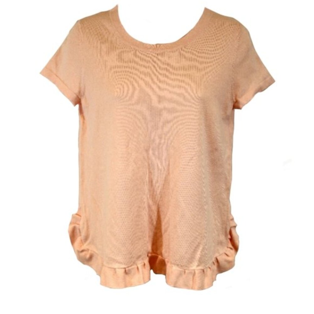 Adrianna Papell Light Pink Ruffle Hem Blouse Small Soft Girl Pastel Pink SM